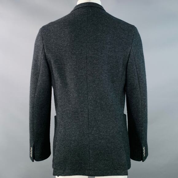 FEDELI Size 40 Grey Black Cashmere Single Breasted Pop Up Collar Coat - Picture 3 of 7